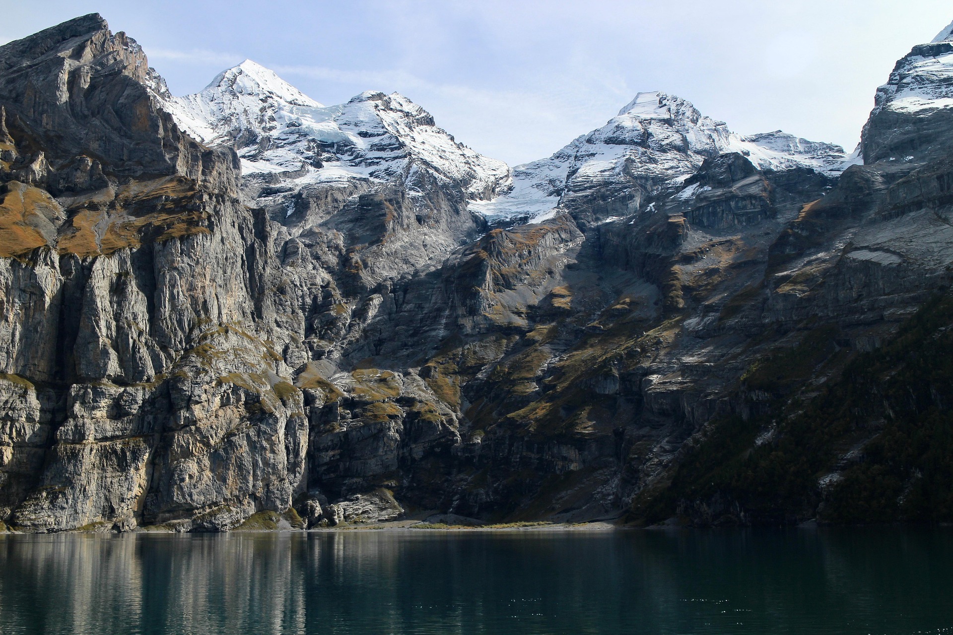 Swiss mountain landscape reflected in a lake